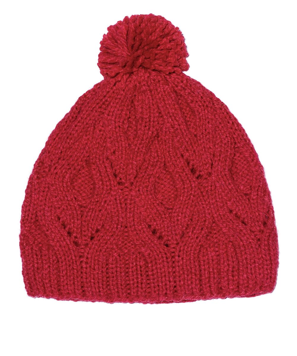 8913 Hand Knitted Alpaca Beanie Hat with Pom Pom - Winter Beanie